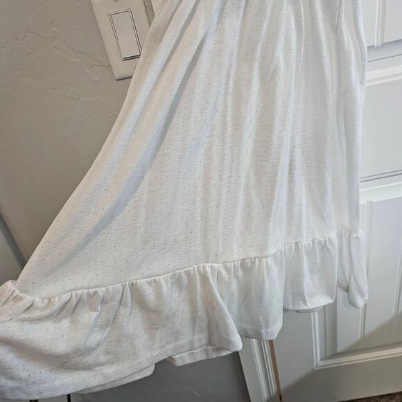 Vintage 80s Dress Womens Large White Ruffles Lace Boho Midi Cottage Festival - Picture 3 of 8